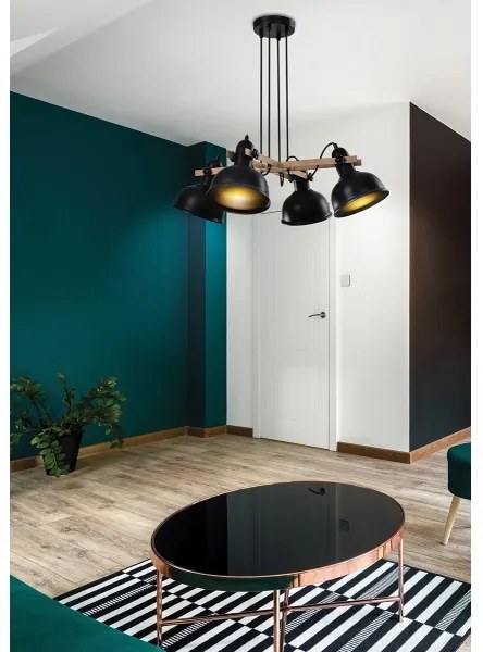 RENO lógcsillár 4xE27/40W/230V fekete/barna