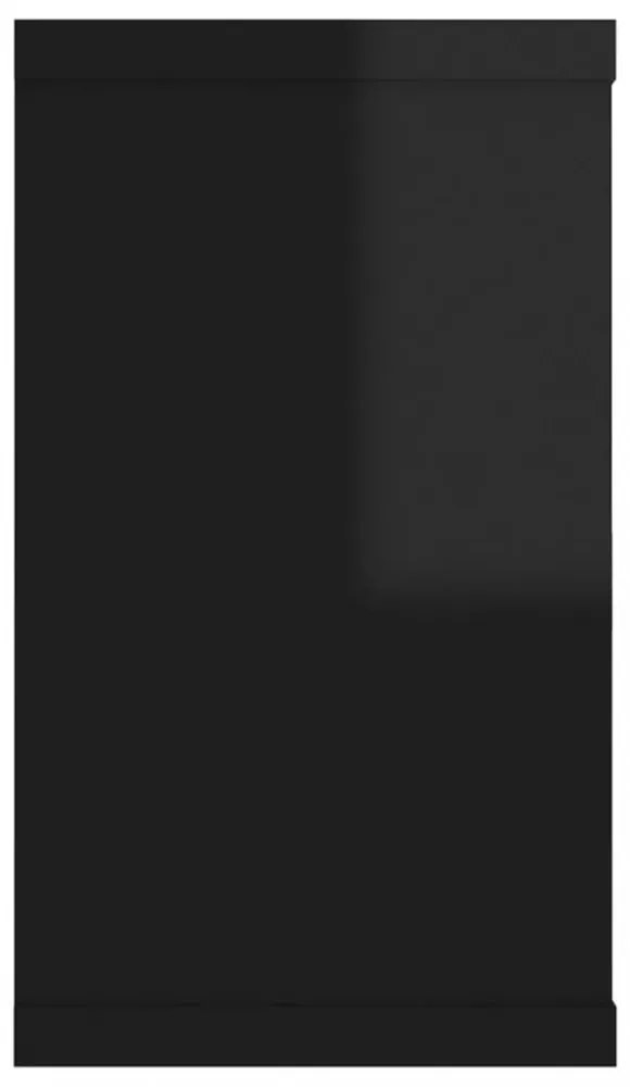 4 db magasfényű fekete forgácslap fali kockapolc 80x15x26,5 cm
