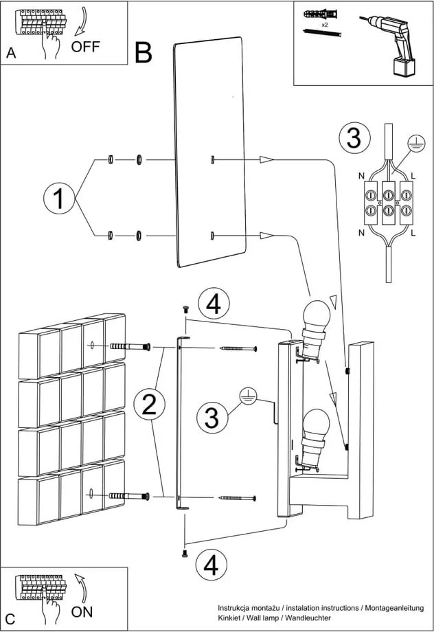 Fehér fali lámpa Parola – Sollux
