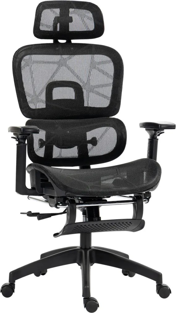 HOMCOM Ergonomikus irodai szék, hálós szövettel, állítható 3D, karfákkal és fejtámlával, fekete