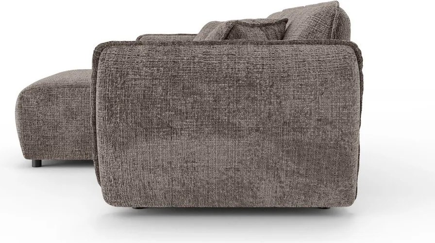 Szürkésbarna zsenília sarokkanapé (bal oldali-heverő résszel) Nelia – Ropez