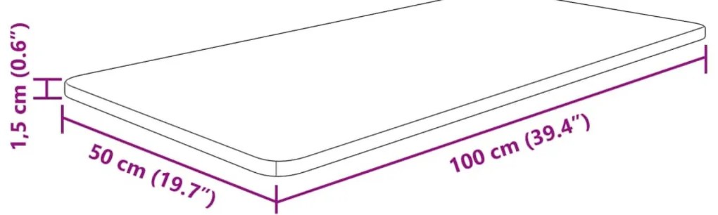 világosbarna kezelt tömör fa fürdőszobai pult 100x50x1,5 cm