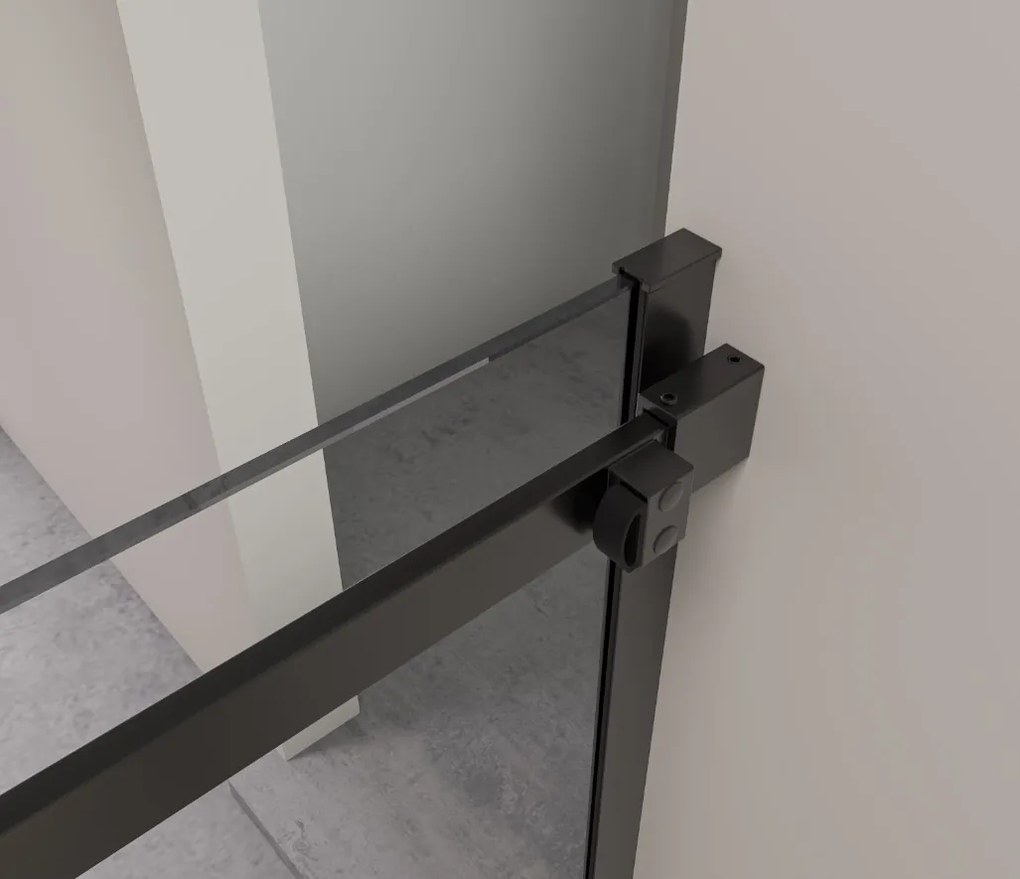 Erga Lynn, tolóajtós zuhanykabin 150 (ajtó) x 90 (fal) x 195 cm, 8mm átlátszó üveg, fekete profil, ERG-V02-LYNN-D150G090-CL-BK