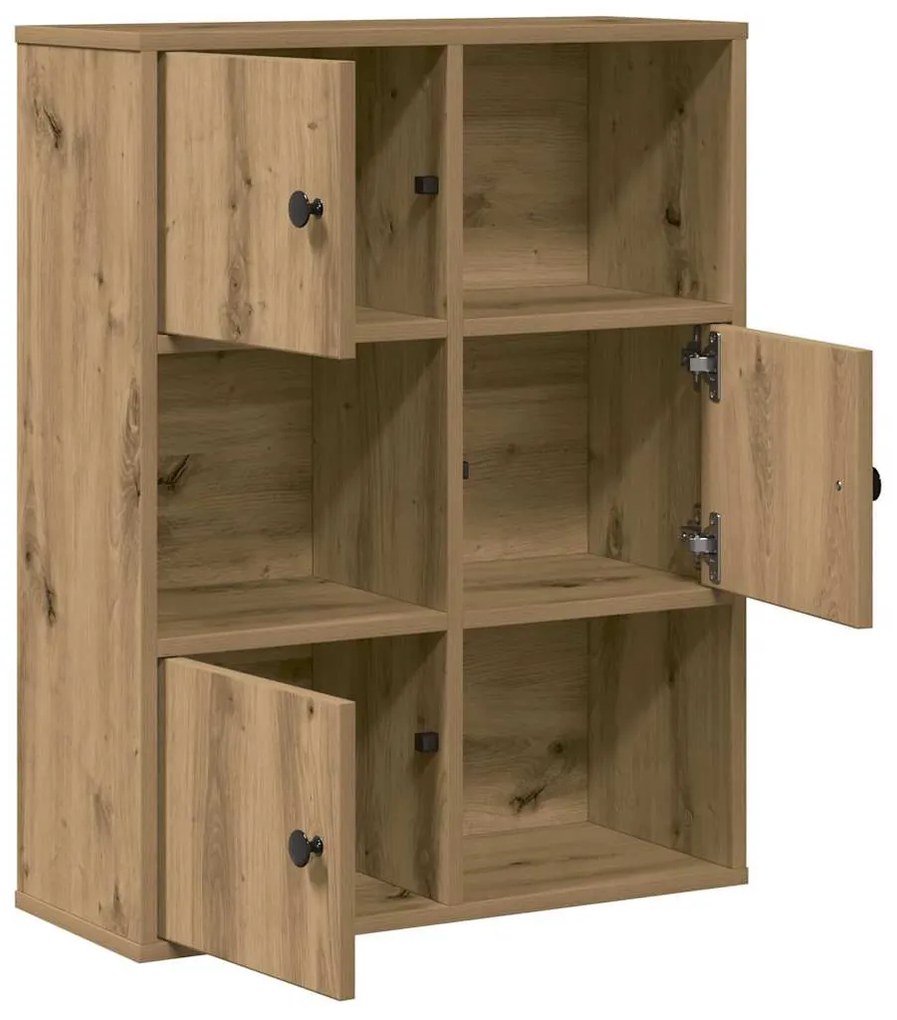 kézműves tölgy színű szerelt fa könyvespolc 60x24x76,5 cm
