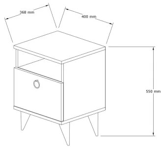 Éjjeliszekrény BARLO 50x40 cm fehér