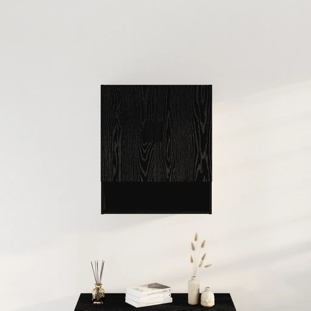Fali Szekrény Fekete Tölgy 60x31x70 cm Mérnöki Fa