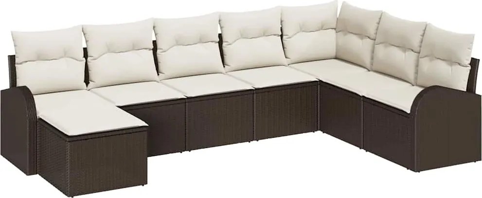 vidaXL Kerti Kanapé Szett párnával 8 pcs Barna Poli rattan