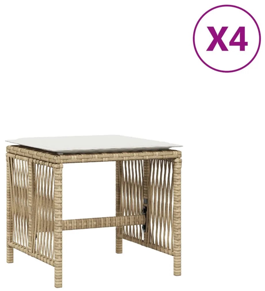 4 db bézs polyrattan kerti szék párnával 41 x 41 x 36 cm