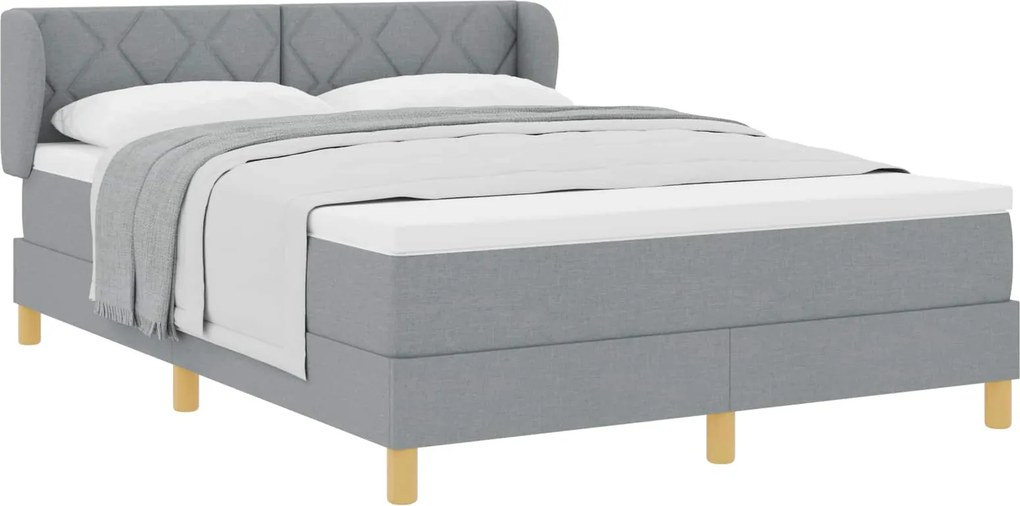 vidaXL Boxrugós ágy matracmal Világosszürke 160 x 200 cm szövet