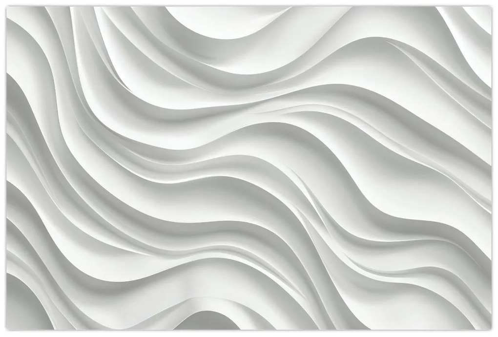 Kép - 3D fehér hullámok (90x60 cm)