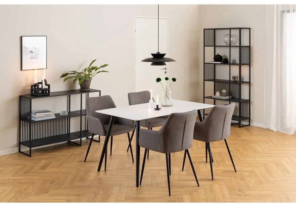 Fekete könyvespolc kő dekorral 85x185 cm Strington – Actona