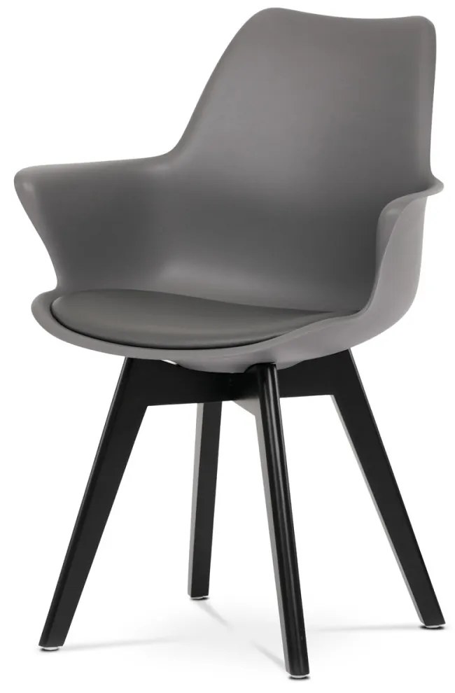 Scaun modern din plastic gri cu picioare din fag negru CT-772 Din stoc