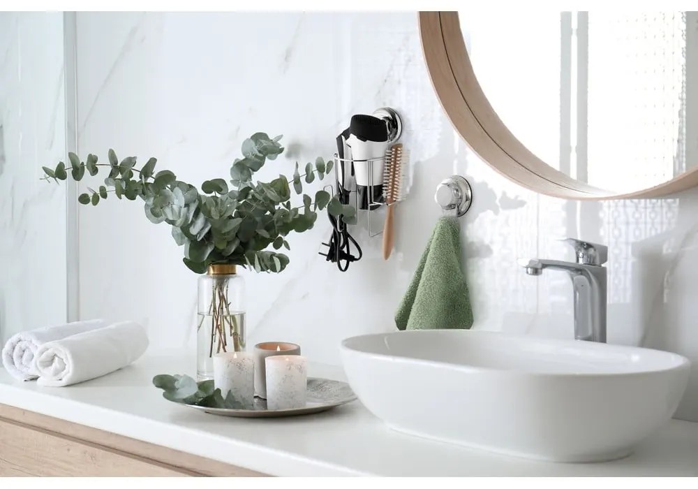 Öntapadós fém hajszárító tartó Bestlock Bath – Compactor