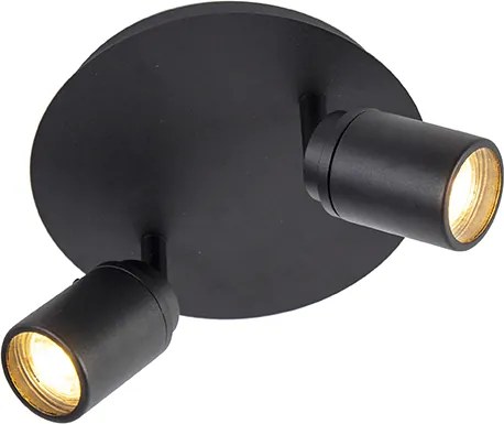 Okos, modern fekete spotlámpa GU10 2-lámpás IP44 - Ducha