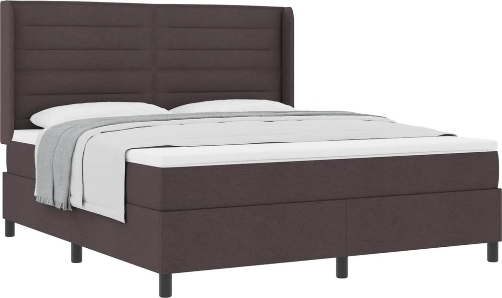 vidaXL Boxrugós ágy matracmal sötétbarna 180 x 200 cm szövet