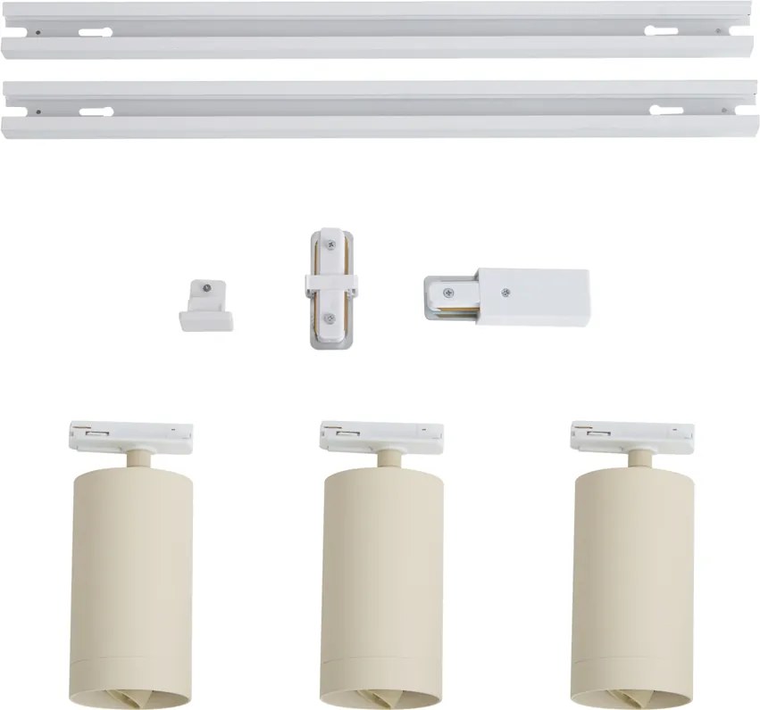 Modern sínrendszer 3 spotlámpával fehér bézs színben 1 fázisú GU10 70mm - Iconic Jeana Luxe