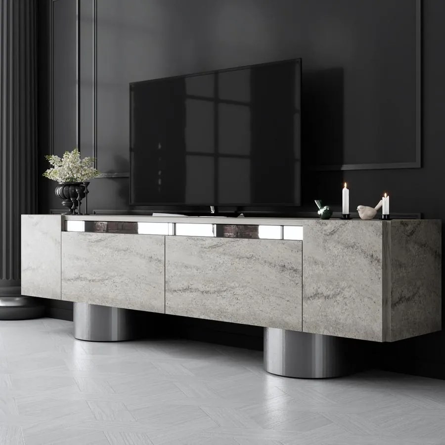 TV szekrény Bohem - Travertine, Silver