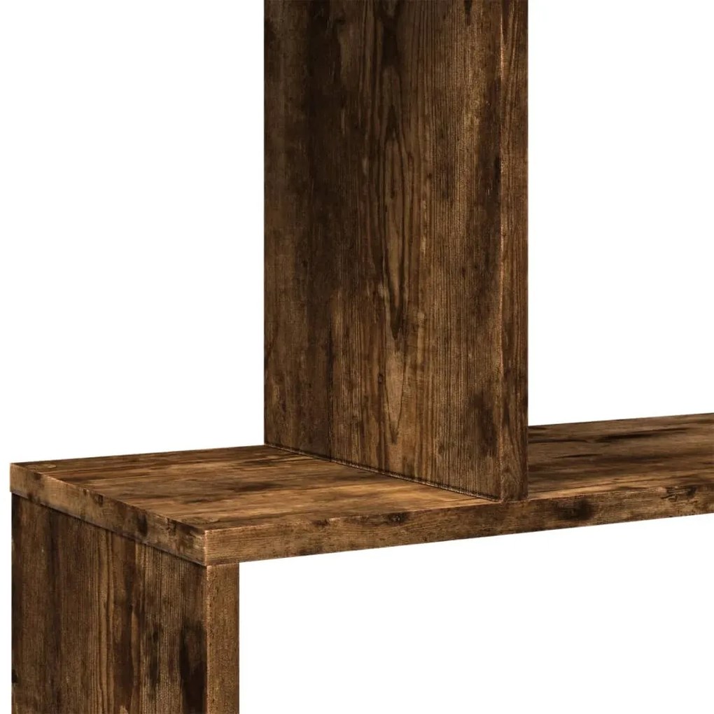 5 szintes füstös tölgy fa elválasztó könyvespolc 70x24x161 cm