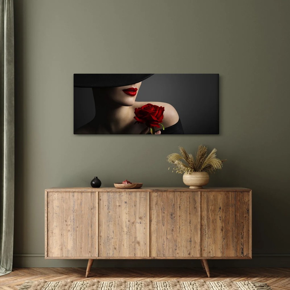 Kép - Nő egy rózsával (120x50 cm)