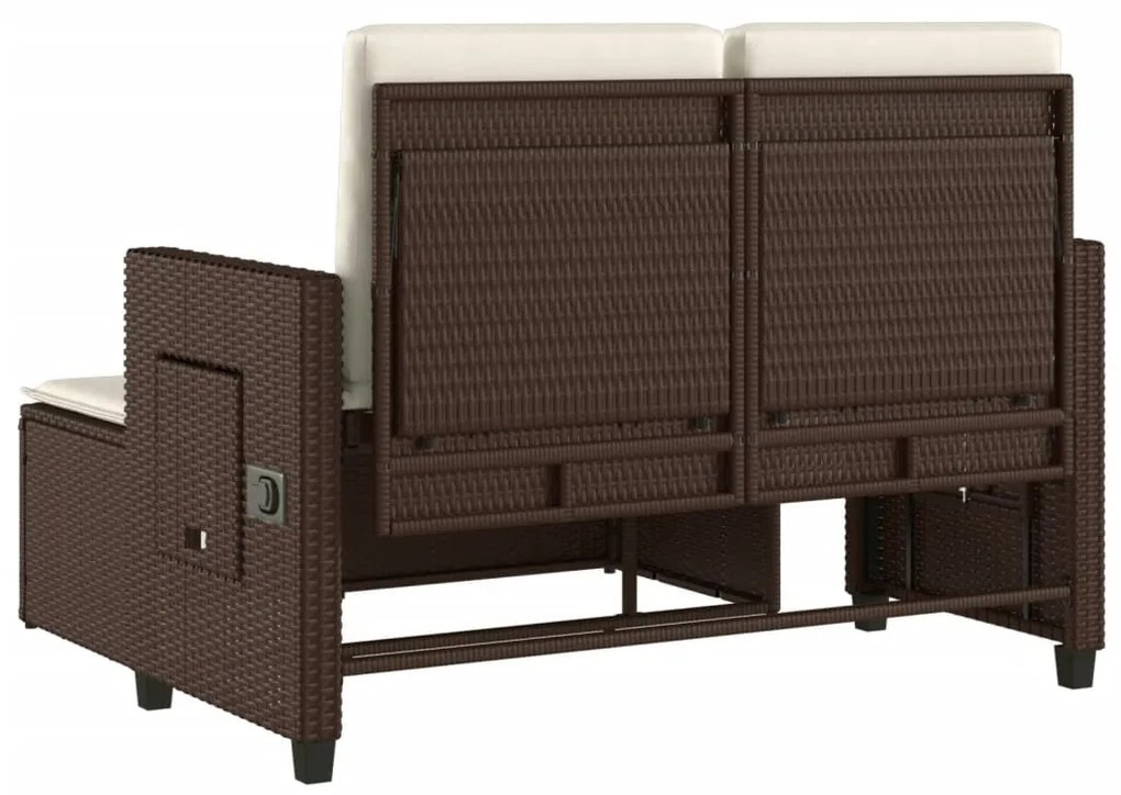 barna polyrattan dönthető kerti pad párnával