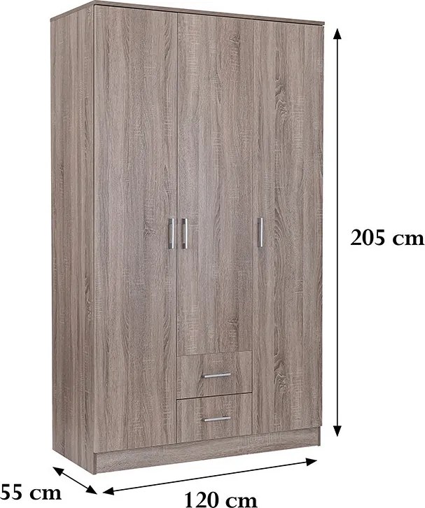 Miami gardróbszekrény 120x205 cm yorki tölgy-yorki tölgy