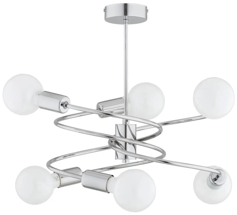 Csillár rúdon DISCO 6xE27/60W/230V fényezett króm