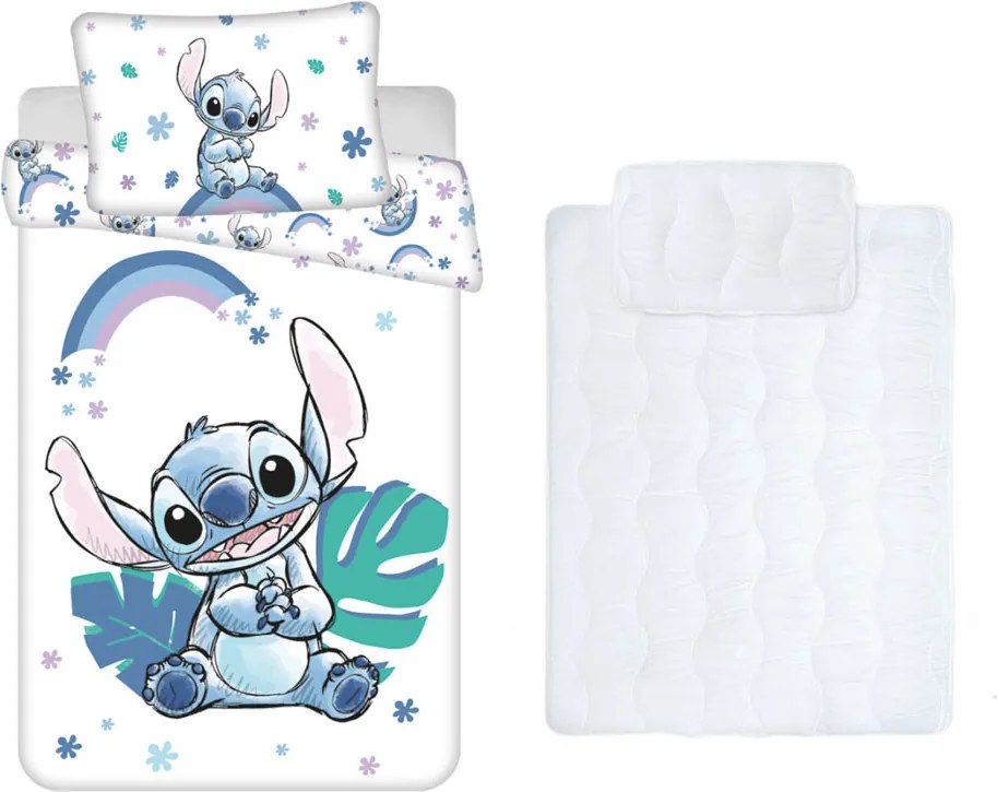 Disney Lilo és Stitch, A csillagkutya Rainbow gyerek, ovis ágyneműhuzat és paplan/párna szett 100x135 cm 40x60 cm