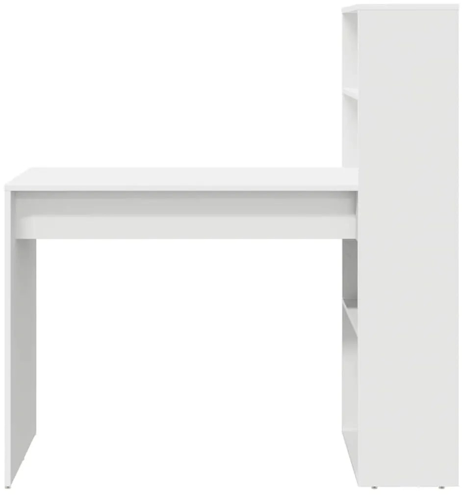 Asztal polcokkal tárolóval Fehér 113 x 54 x 120 cm Faanyag
