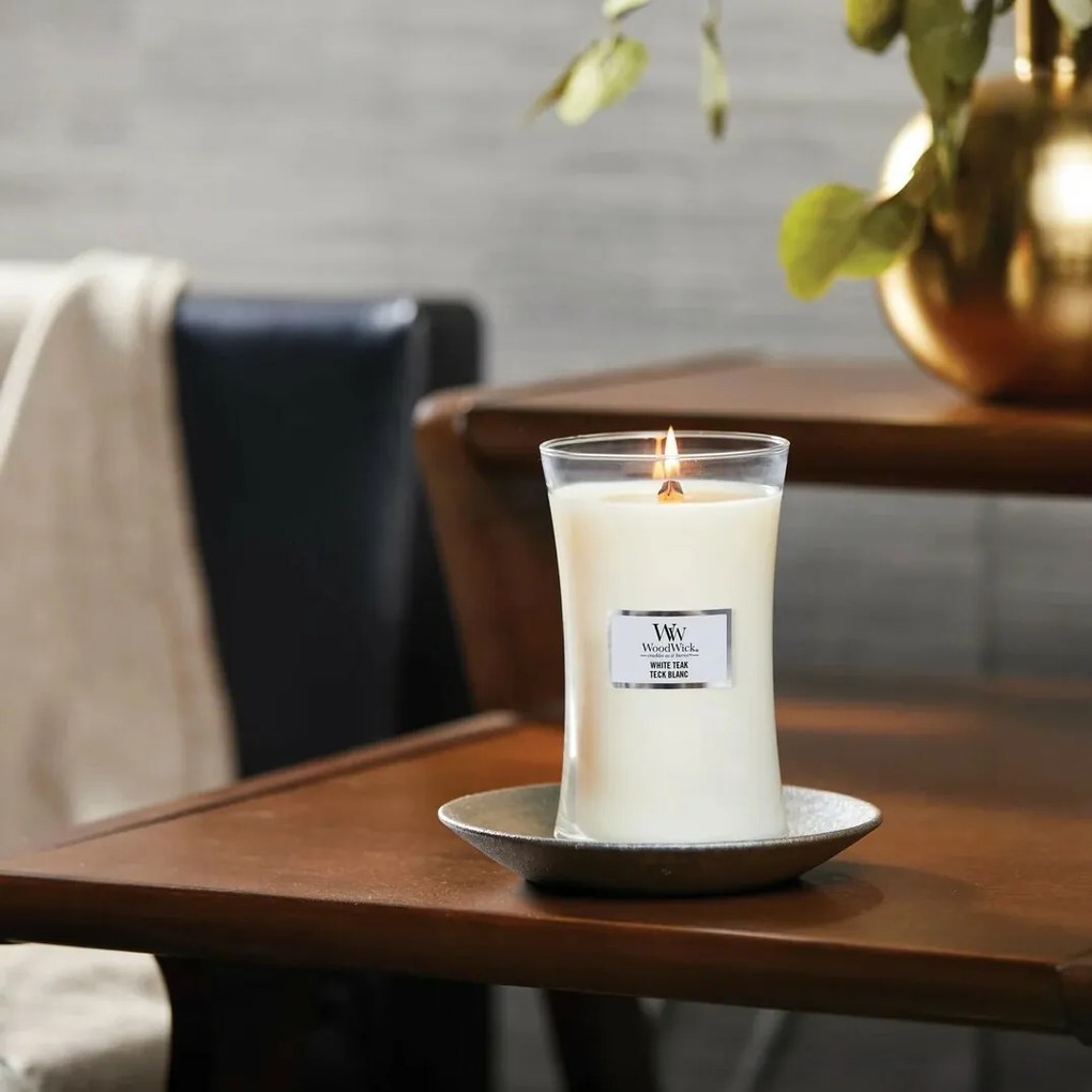 WoodWick Illatos gyertya nagy váza White Teak, 609g