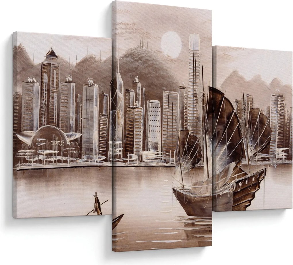 Kép - Victoria Harbour, Hong Kong, szépia hatás (90x60 cm)