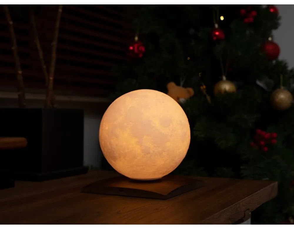 Sötétbarna diófa LED asztali lámpa (magasság 19,5 cm) Smart LunaSpin – Gingko