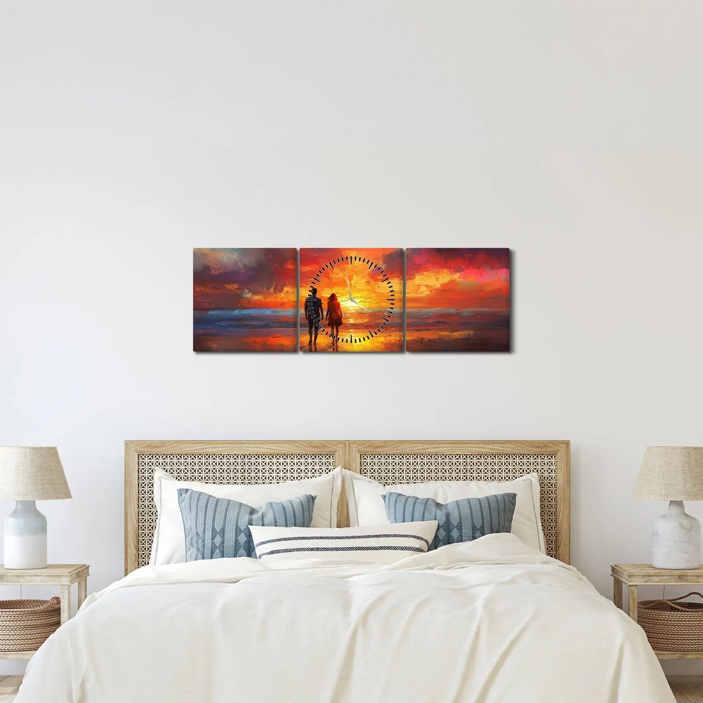 Kép - Séta a tengerparton (órával) (90x30 cm)