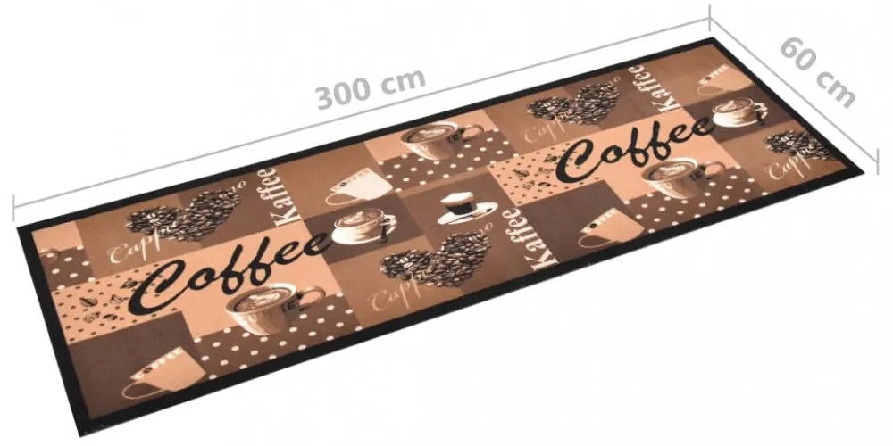 barna kávé mintás mosható konyhaszőnyeg 60 x 300