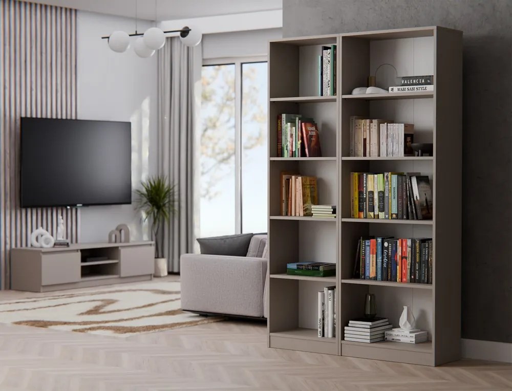 R60 polcos szekrény, könyvtartó, 60x182x30 cm, agyag színű