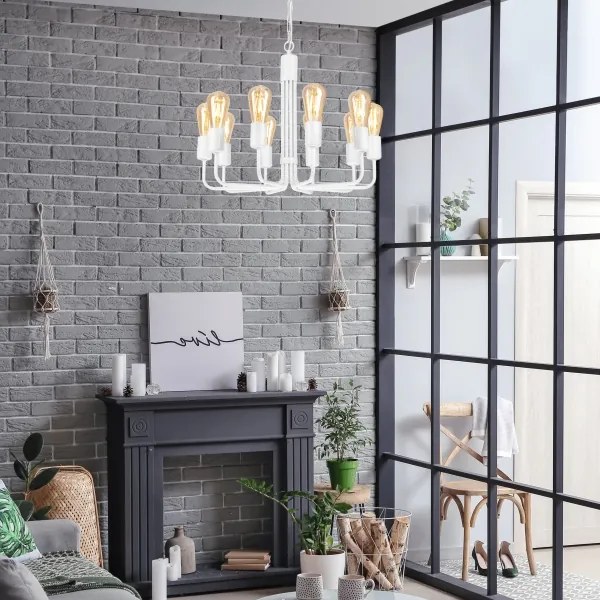 Csillár láncon TIFFANY 10xE27/60W/230V fehér