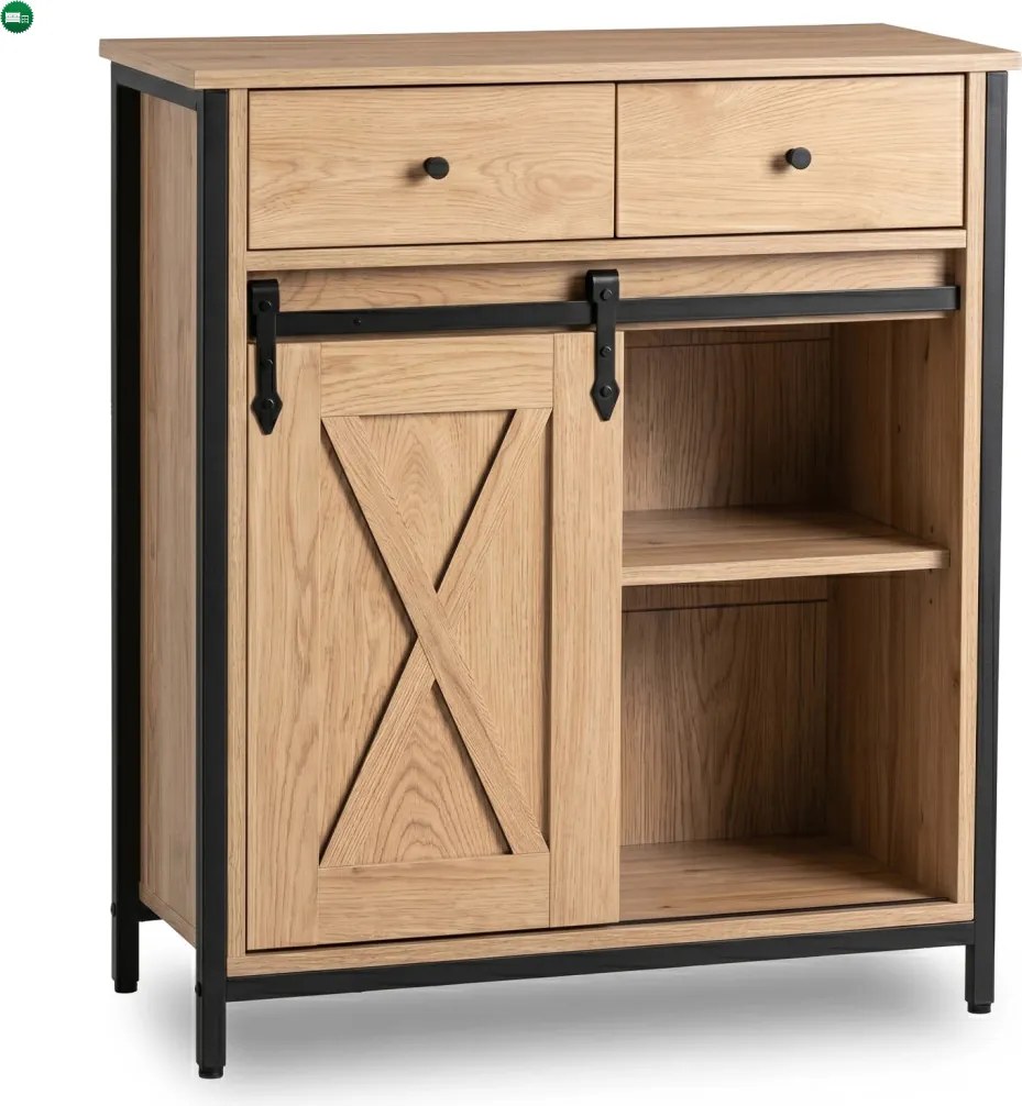 Komoda z Szufladami COLE 70 cm Dąb/Czarny
