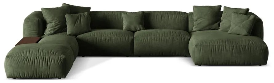 Zöld bársony moduláris sarokkanapé (bal oldali-U alakú) Martina – Micadoni