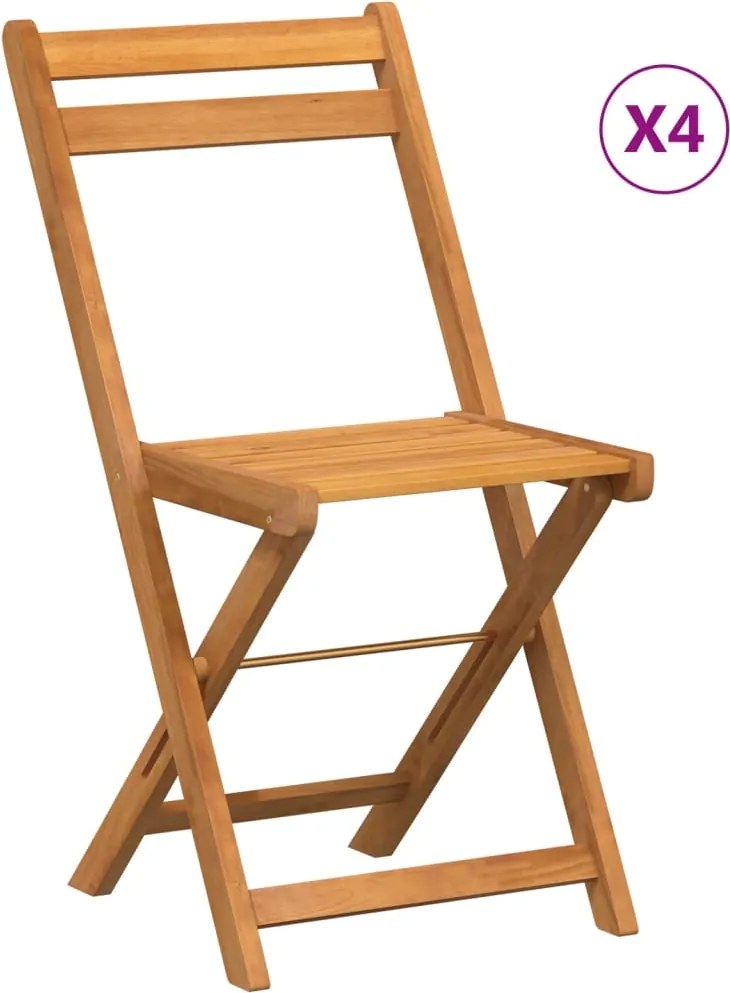 vidaXL 4 db tömör tíkfa összecsukható bisztrószék