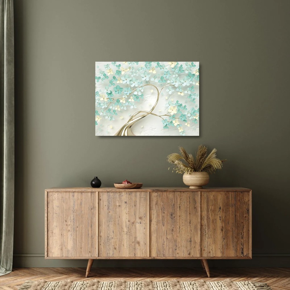 Kép - Arany virágzó fa (üvegen) (70x50 cm)