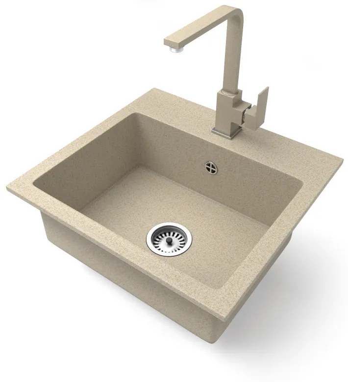 Gránit mosogató NERO Uno + Design csaptelep (bézs)