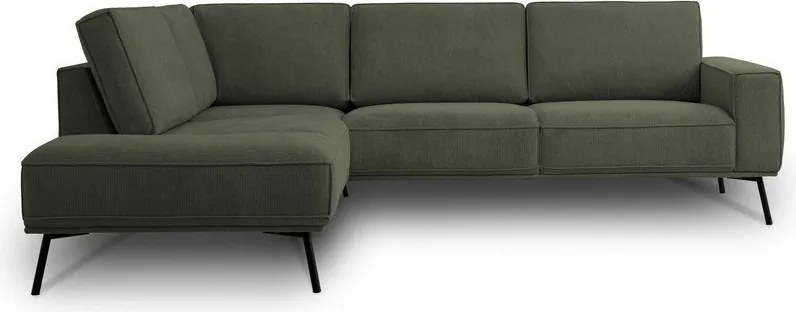 Sötétzöld zsenília sarokkanapé (bal oldali-L alakú) Amsterdam – Scandic
