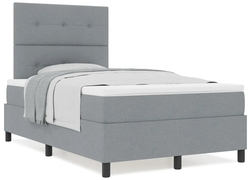 Boxspring Ágy Matraccal Világosszürke Kis Kétszemélyes Szövet