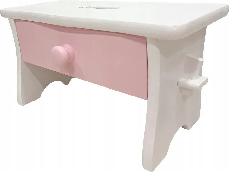 Közepes Fehér Szék Rózsaszín Fiókkal Zsámoly Ryczka Zydel etetőszék