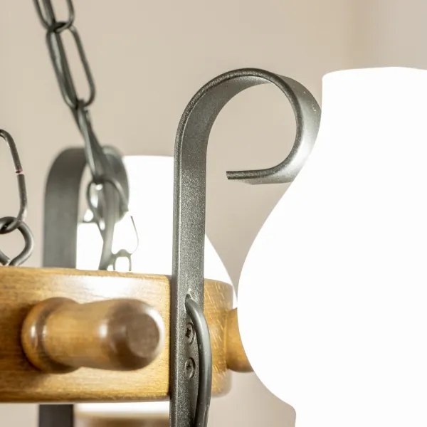 Brilagi - Láncos csillár TIMONA 4xE14/40W/230V, átm. 50 cm, bükk/dió