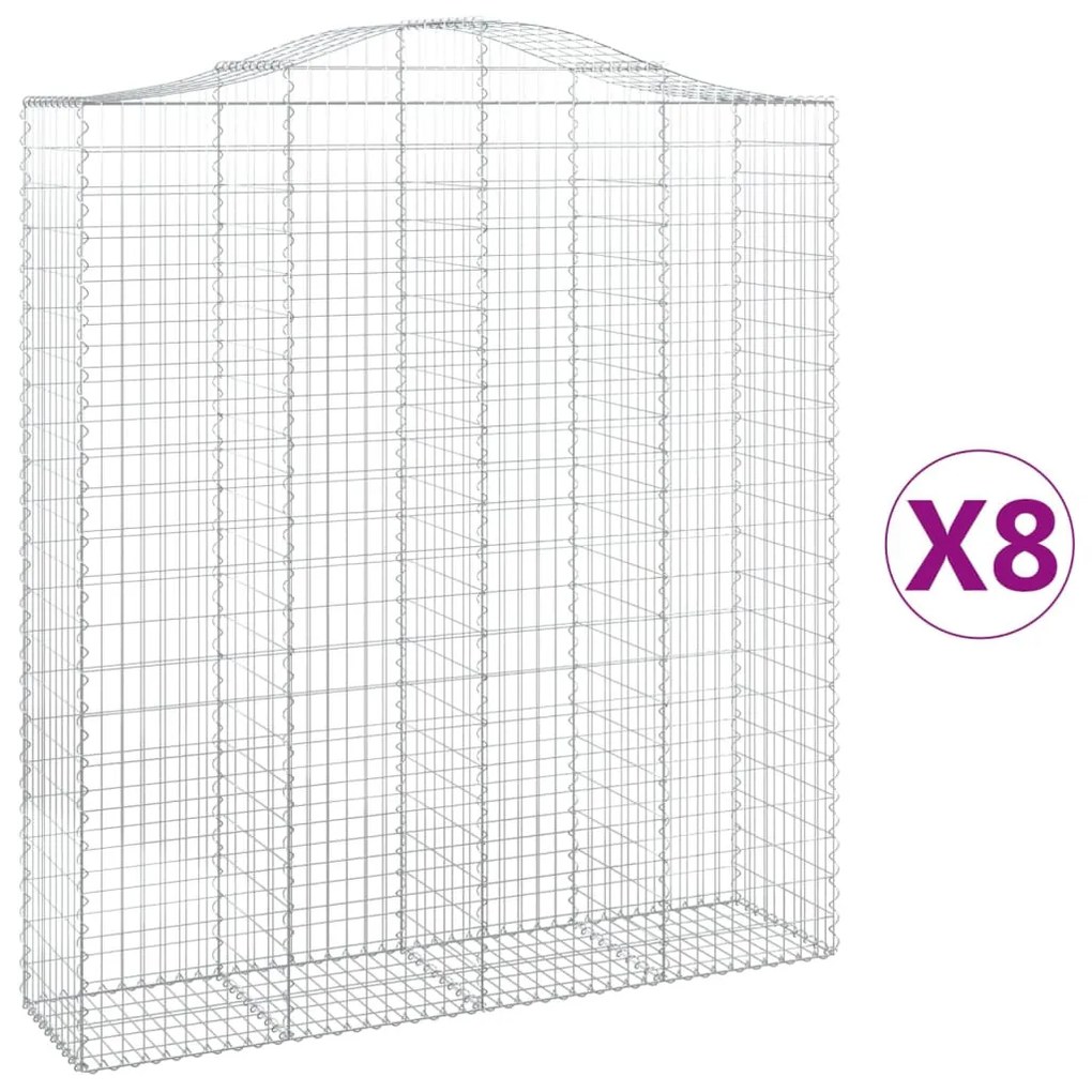 8 db íves horganyzott vas gabion kosár 200x50x220/240 cm