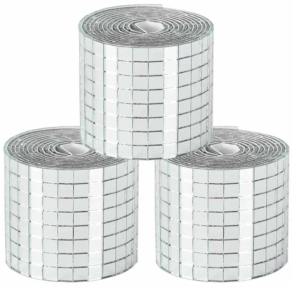 Tükör Mozaik Csempe Geometrikus 3 pcs Ezüst 100 x 4 cm Üveg