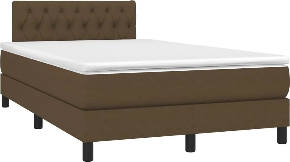 vidaXL sötétbarna szövet rugós ágy matraccal 120 x 190 cm
