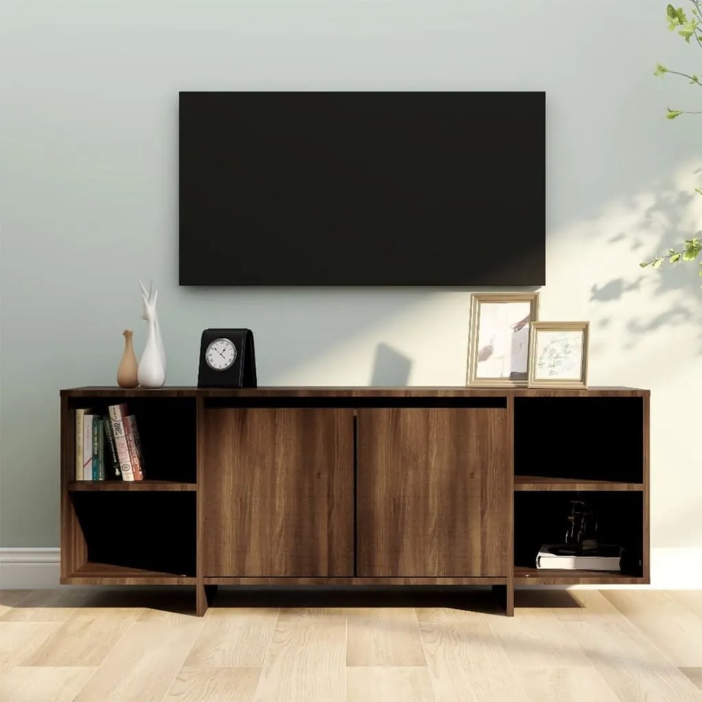 barna tölgy színű szerelt fa TV-szekrény 130 x 35 x 50 cm