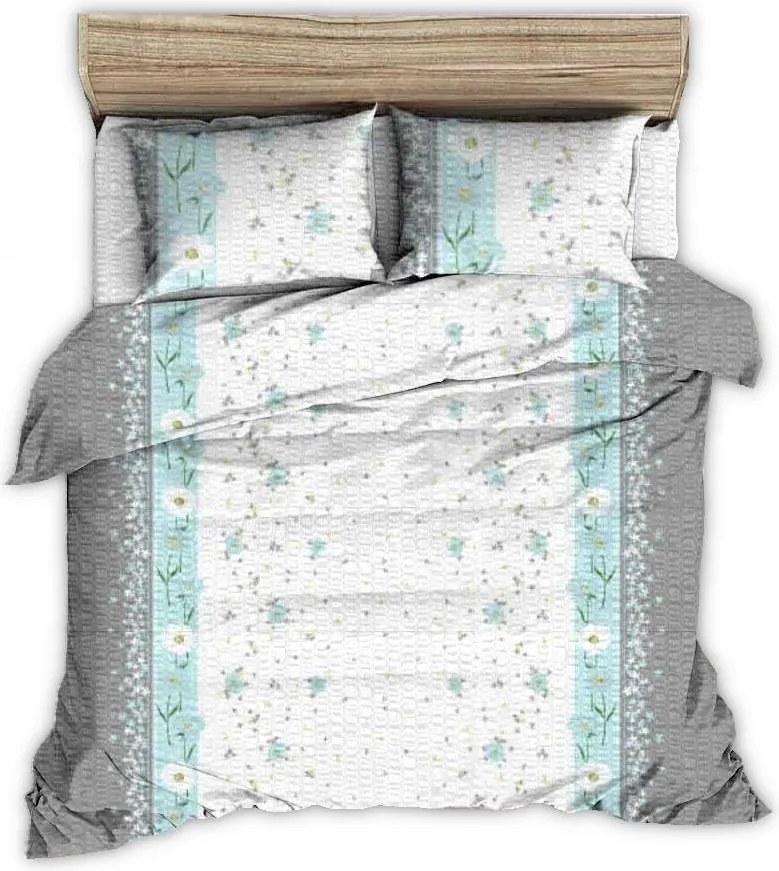 Ágyneműhuzat kéregből 200x220 fehér szürke kék virágok