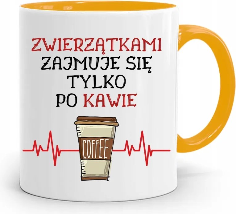 A Sárga Állatorvos Bögre Csak A Kávé Után Foglalkozik A fényképes nyomattal